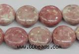 CRF258 15.5 inches 16mm flat round dyed rain flower stone beads