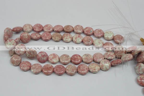 CRF258 15.5 inches 16mm flat round dyed rain flower stone beads