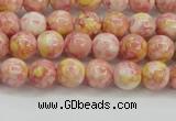 CRF314 15.5 inches 4mm round dyed rain flower stone beads wholesale