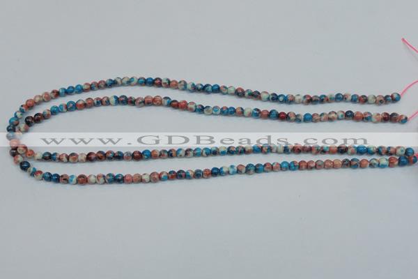 CRF34 15.5 inches 4mm round dyed rain flower stone beads wholesale