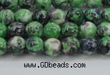 CRF349 15.5 inches 4mm round dyed rain flower stone beads wholesale