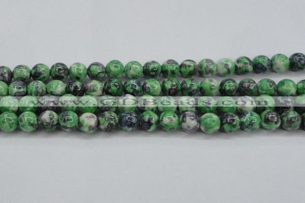 CRF354 15.5 inches 14mm round dyed rain flower stone beads wholesale