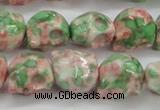 CRF363 15.5 inches 11*12mm skull dyed rain flower stone beads