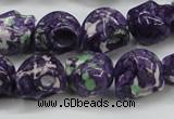 CRF365 15.5 inches 11*12mm skull dyed rain flower stone beads