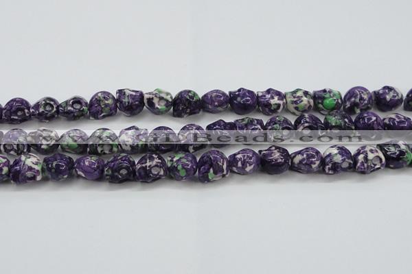 CRF365 15.5 inches 11*12mm skull dyed rain flower stone beads