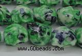 CRF372 15.5 inches 11*12mm skull dyed rain flower stone beads