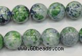 CRF47 15.5 inches 14mm round dyed rain flower stone beads wholesale