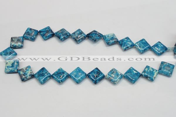 CRF72 15.5 inches 15*15mm diamond dyed rain flower stone beads