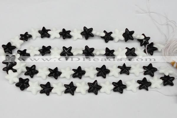 CRG23 15.5 inches 16*16mm star black & white agate gemstone beads