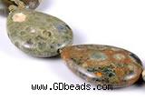 CRH04 flat teardrop natural rhyolite different sizes beads