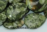 CRH49 15.5 inches 22*30mm flat teardrop rhyolite beads wholesale