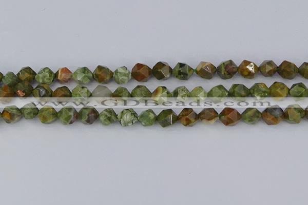 CRH542 15.5 inches 8mm faceted nuggets rhyolite beads wholesale