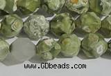 CRH555 15.5 inches 10mm faceted nuggets matte rhyolite gemstone beads