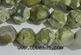 CRH556 15.5 inches 12mm faceted nuggets matte rhyolite gemstone beads