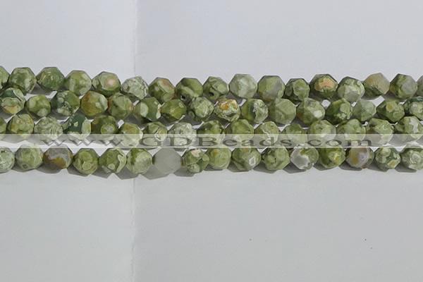 CRH556 15.5 inches 12mm faceted nuggets matte rhyolite gemstone beads