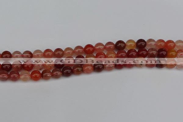 CRH602 15.5 inches 8mm round red rabbit hair quartz beads