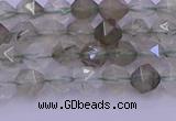 CRH611 15.5 inches 6mm faceted nuggets green rabbit hair beads