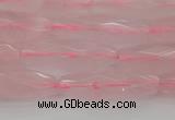 CRI02 15.5 inches 10*30mm faceted rice rose quartz beads wholesale