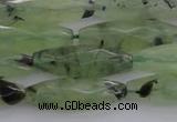 CRI07 15.5 inches 10*30mm faceted rice green rutilated quartz beads