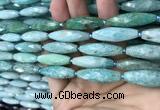 CRI112 15.5 inches 10*30mm faceted rice amazonite gemstone beads