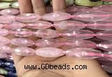 CRI117 15.5 inches 10*30mm faceted rice rose quartz beads