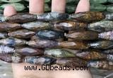 CRI130 15.5 inches 10*30mm faceted rice agate gemstone beads