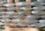 CRI136 15.5 inches 10*30mm faceted rice moonstone gemstone beads