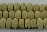 CRI222 15.5 inches 6*10mm faceted rondelle riverstone beads