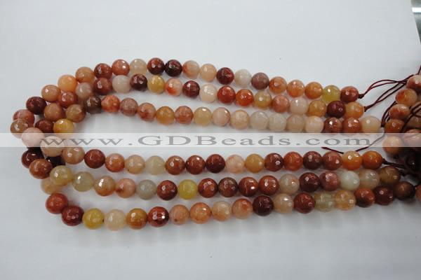 CRJ253 15.5 inches 10mm faceted round red jade gemstone beads