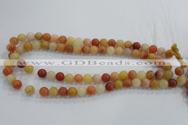 CRJ415 15.5 inches 12mm round red & yellow jade beads wholesale