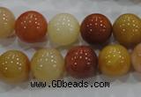 CRJ416 15.5 inches 14mm round red & yellow jade beads wholesale