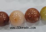 CRJ418 15.5 inches 18mm round red & yellow jade beads wholesale