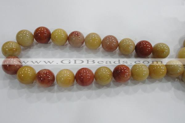 CRJ419 15.5 inches 20mm round red & yellow jade beads wholesale