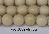 CRJ602 15.5 inches 8mm round white fossil jasper beads wholesale