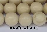 CRJ604 15.5 inches 12mm round white fossil jasper beads wholesale