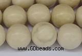 CRJ605 15.5 inches 14mm round white fossil jasper beads wholesale