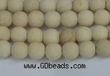 CRJ610 15.5 inches 4mm round matte white fossil jasper beads