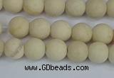 CRJ611 15.5 inches 6mm round matte white fossil jasper beads