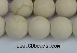 CRJ613 15.5 inches 10mm round matte white fossil jasper beads