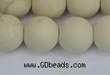 CRJ614 15.5 inches 12mm round matte white fossil jasper beads