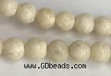 CRJ620 15.5 inches 4mmm round white fossil jasper beads wholesale