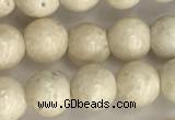 CRJ621 15.5 inches 6mm round white fossil jasper beads wholesale