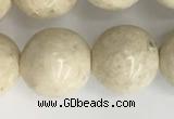 CRJ624 15.5 inches 12mm round white fossil jasper beads wholesale