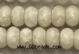 CRJ632 15.5 inches 4*6mm rondelle white fossil jasper beads wholeasle