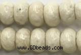 CRJ633 15.5 inches 5*8mm rondelle white fossil jasper beads wholeasle