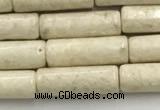 CRJ634 15.5 inches 4*13mm tube white fossil jasper beads wholeasle