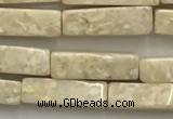 CRJ636 15.5 inches 4*13mm cuboid white fossil jasper beads wholeasle