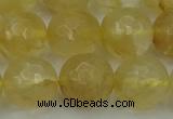 CRO1035 15.5 inches 14mm faceted round yellow watermelon quartz beads