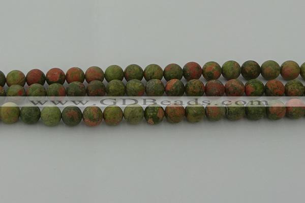 CRO1063 15.5 inches 10mm round matte unakite beads wholesale