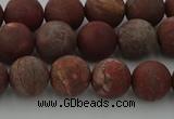 CRO1102 15.5 inches 8mm round matte pomegranate jasper beads